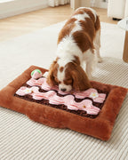 KSIIA 2-in-1 Snuffle Dog Bed – Washable Plush Crate Mat with Removable Foraging Top
