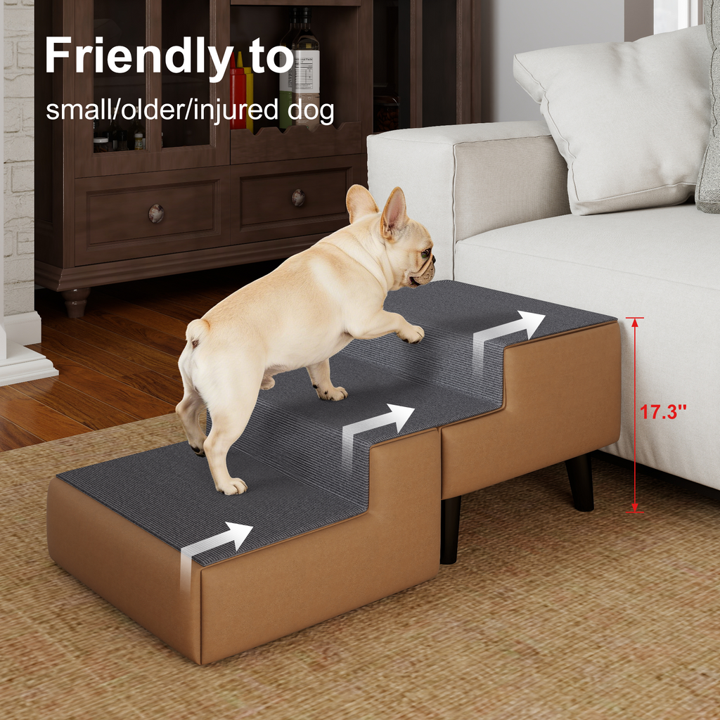 2-in-1 Foldable Dog Stairs for Couch and Bed , Multi-Functional Dog Stairs for Small Dogs, Wooden  Pet Steps Convert to Furniture Ottoman