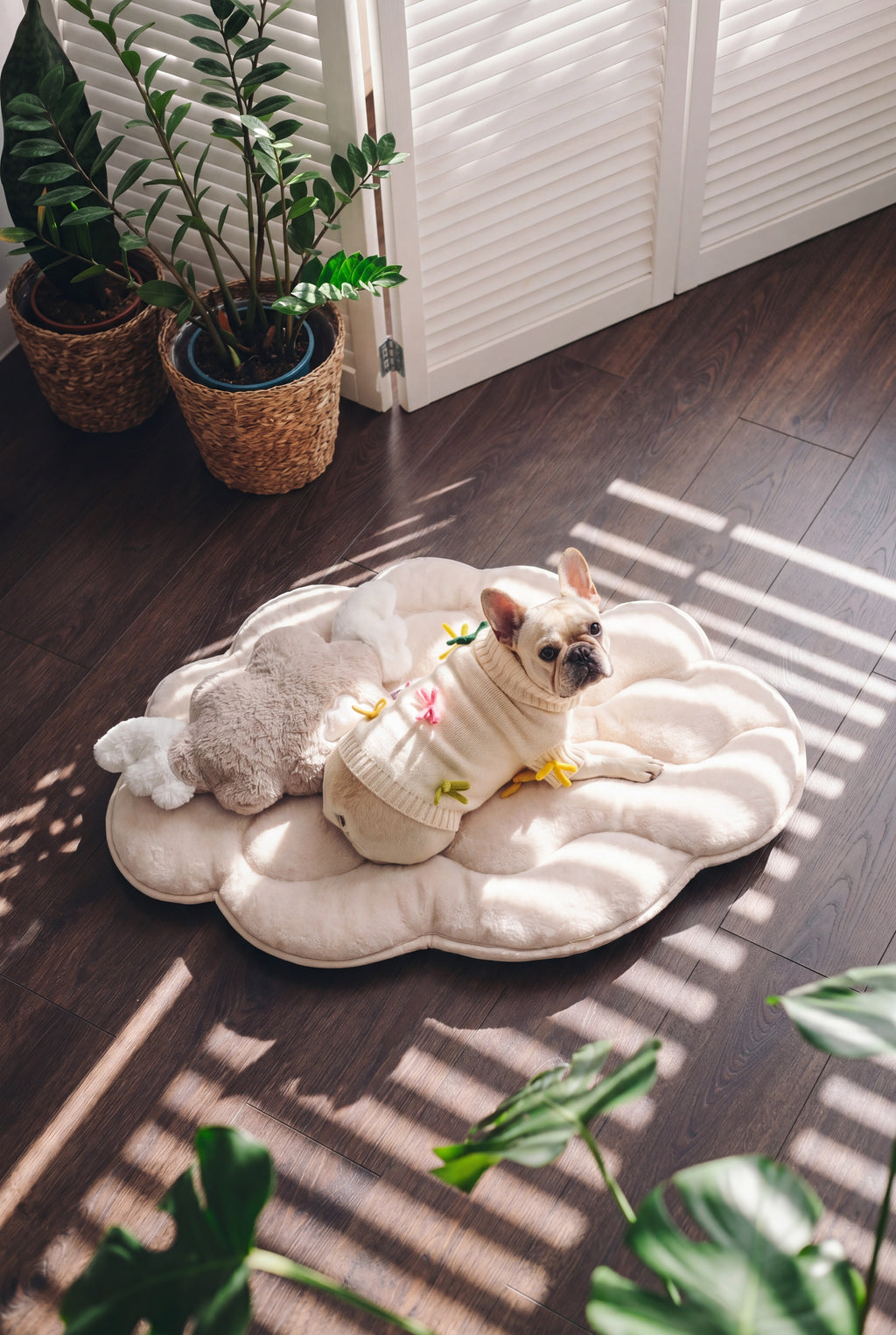 KSIIA Cloud Shaped Dog Bed | Ultra Soft Fluffy Pet Bed for Small Dogs & Cats, Machine Washable, Non-Slip Base