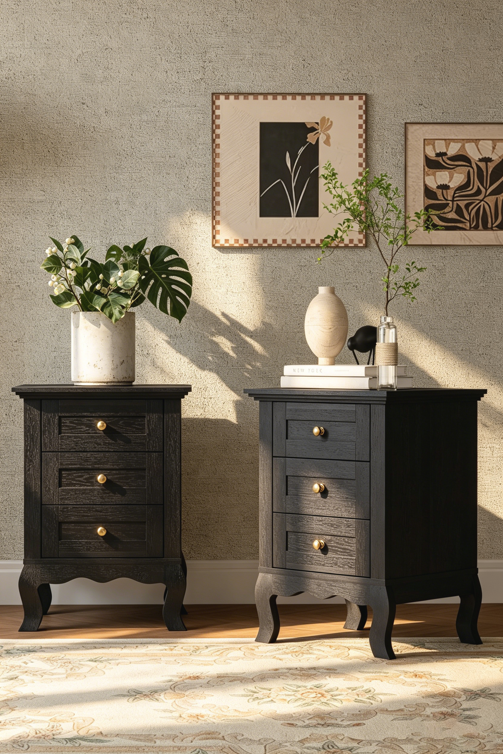 Curved Leg Vintage Bedside Table