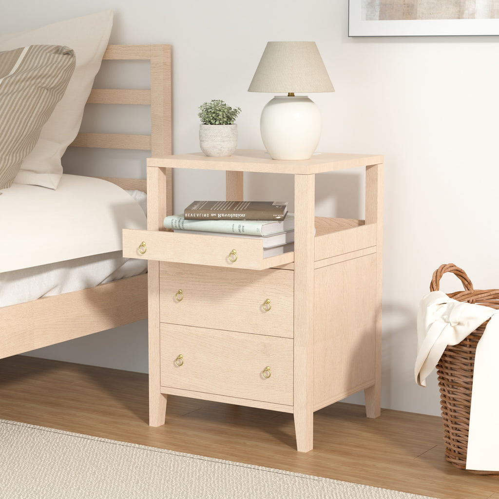 Modern Farmhouse Nightstand with a Pull-Out Shelf and CPAP-Friendly Design