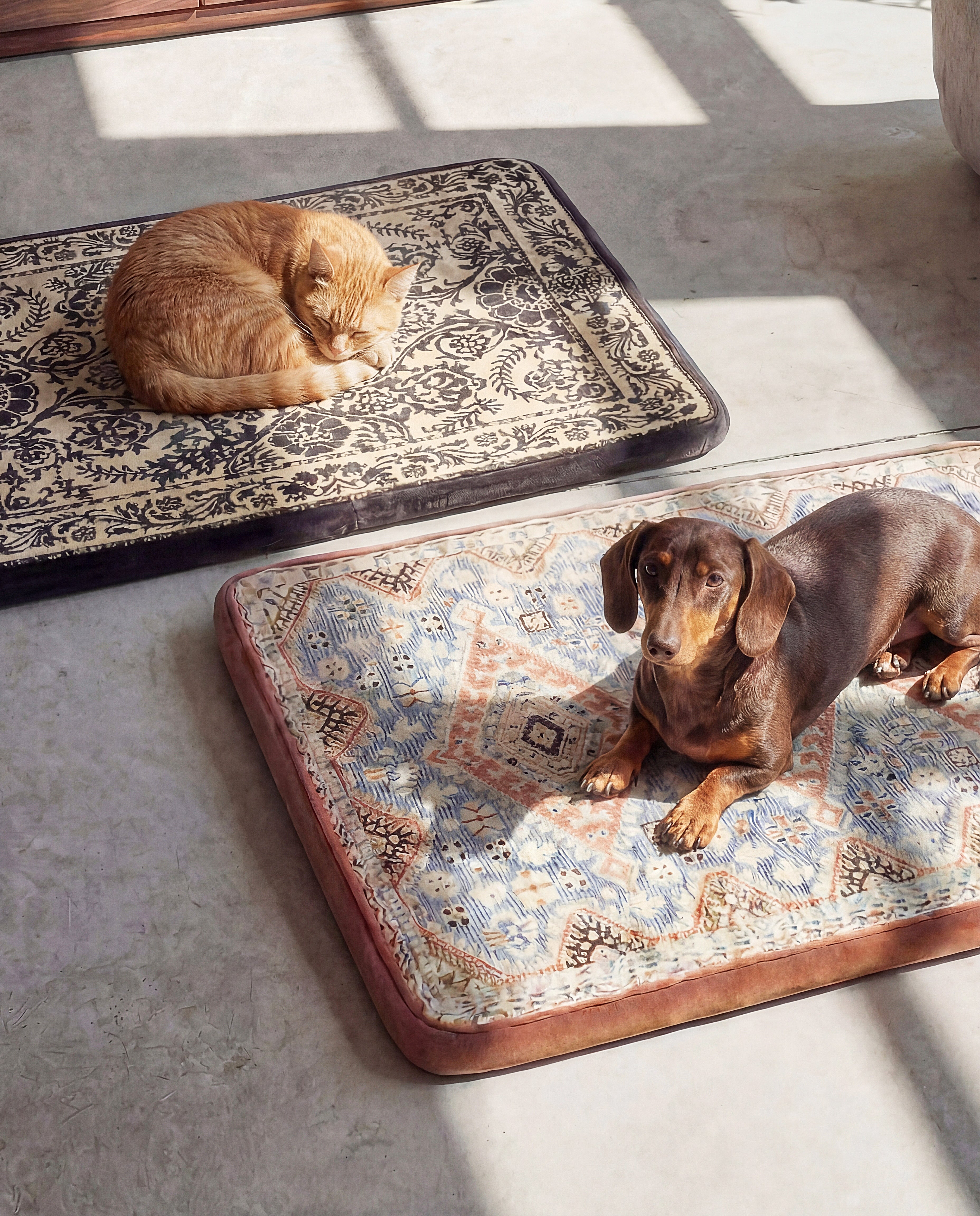 Large Dog Bed - Classic Oriental & Persian Boho Vintage, Washable Cover, Crate & Home Use