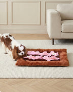 KSIIA 2-in-1 Snuffle Dog Bed – Washable Plush Crate Mat with Removable Foraging Top