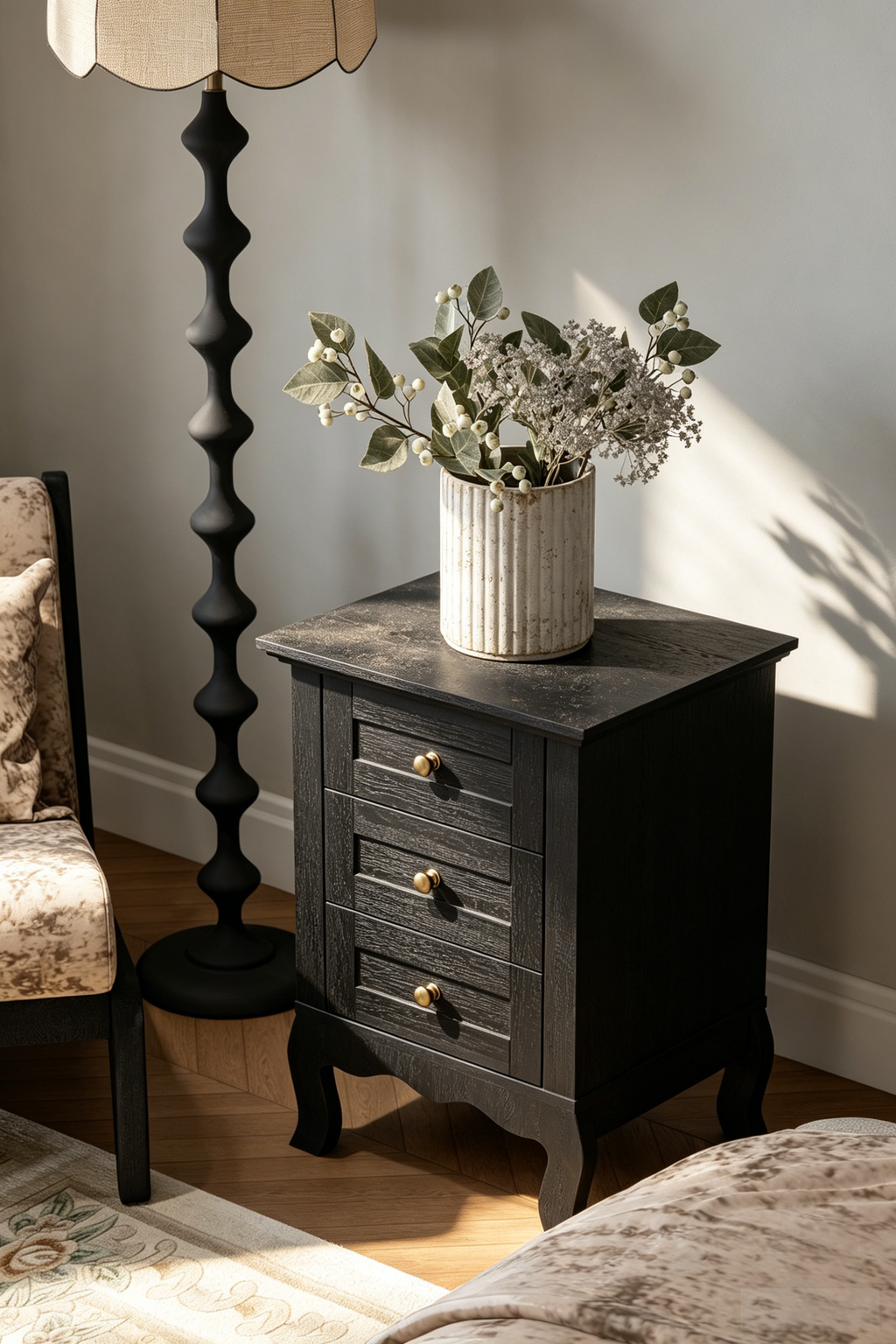 Curved Leg Vintage Bedside Table