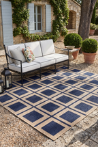 Indoor Outdoor Area Rug, Stain & Fade Resistant Rectangular Patio Floor Mat, Machine Washable Weatherproof Carpet for Deck, Balcony, Living Room & Poolside