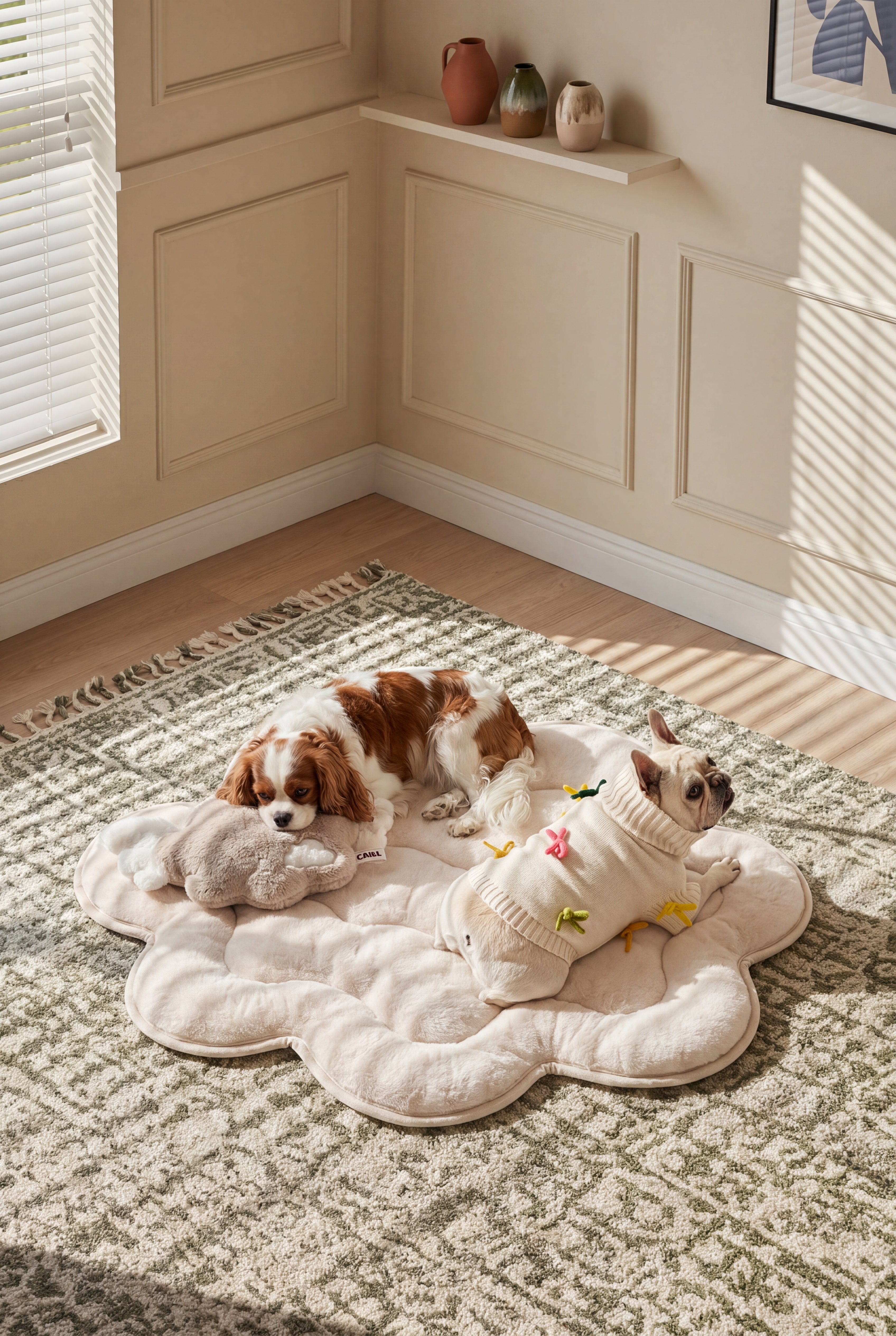 KSIIA Cloud-Shaped Fluffy Pet Bed Mat | Ultra Soft Non-Slip Dog Bed for Small & Medium Pets, Washable Plush Floor Mat