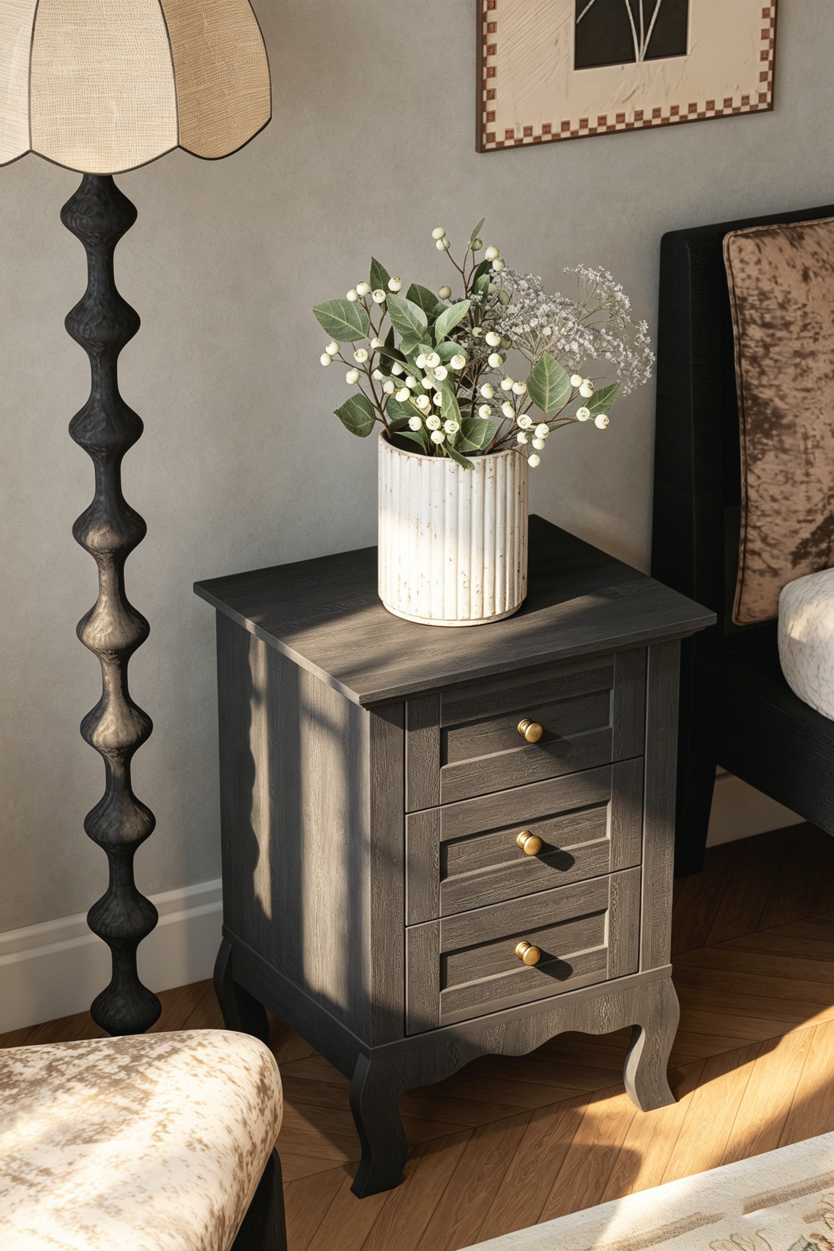 Curved Leg Vintage Bedside Table