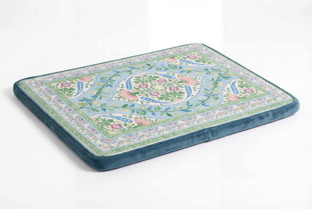 Large Dog Bed - Retro Floral Vintage, Washable Cover, Crate & Home Use