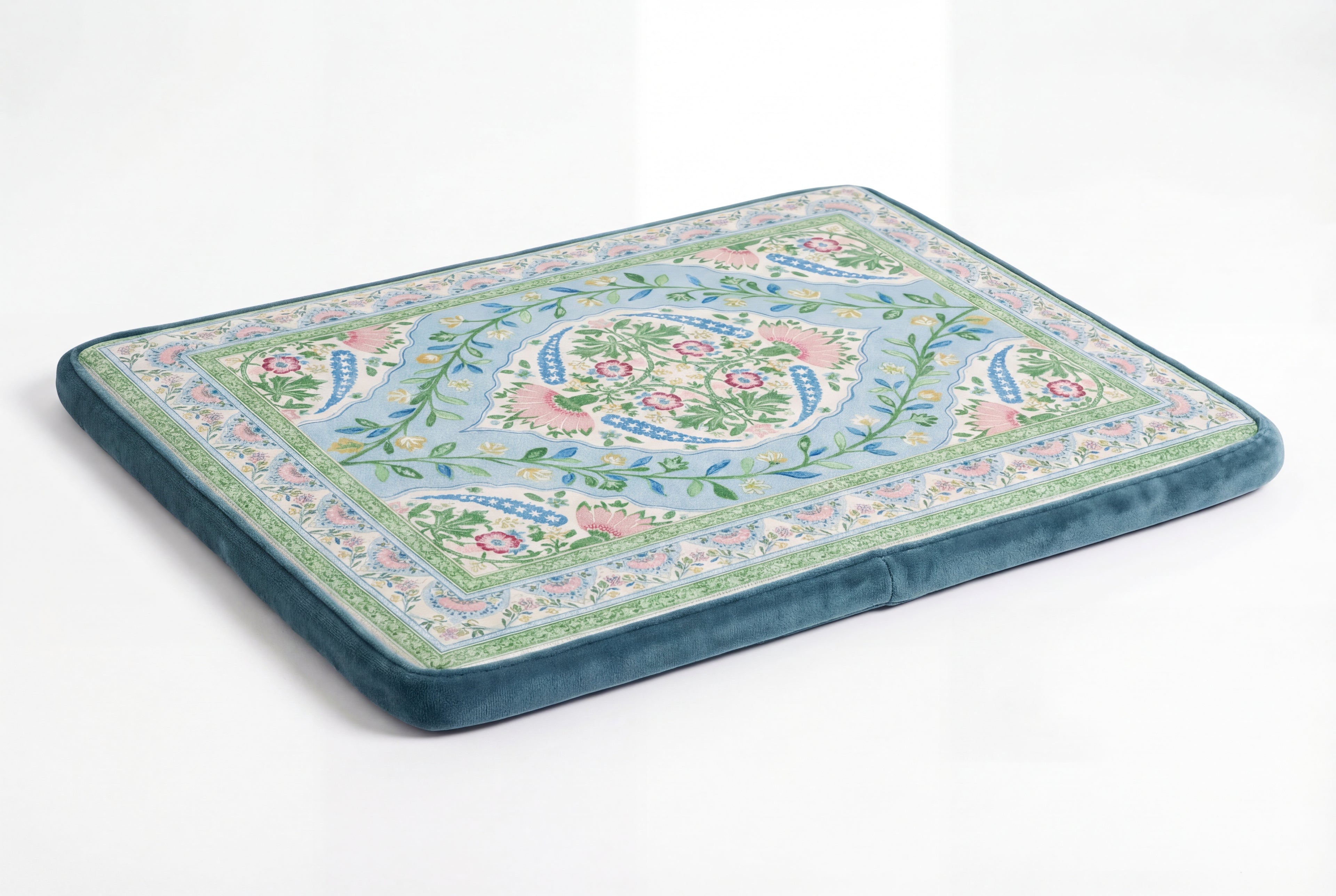 Large Dog Bed - Retro Floral Vintage, Washable Cover, Crate & Home Use