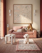 Large Dog Bed - Retro Boho Floral, Washable Cover, Crate & Home Use