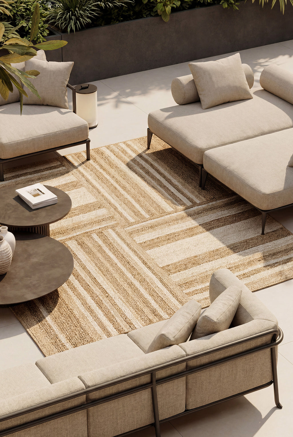 Indoor Outdoor Area Rug, Stain & Fade Resistant Rectangular Patio Floor Mat, Machine Washable Weatherproof Carpet for Deck, Balcony, Living Room & Poolside
