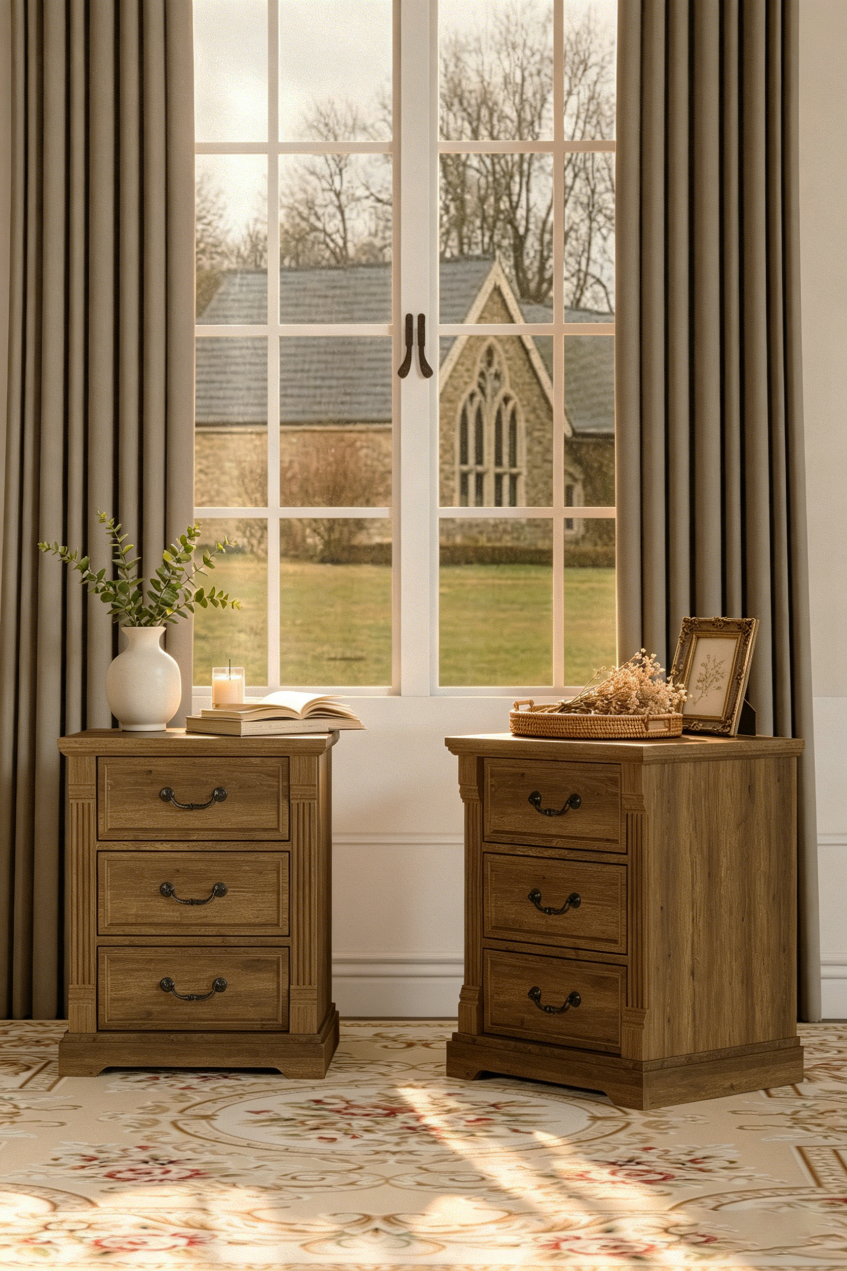 Farmhouse 3-Drawer Nightstand with Solid Wood Top - Versatile Bedroom Storage Cabinet