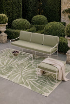Embossed Tropical Leaf Pattern Indoor Outdoor Area Rug, Textured Raised Botanical Floor Mat, Stain Resistant Washable Rectangular Patio Rug for Poolside, Balcony & Living Room