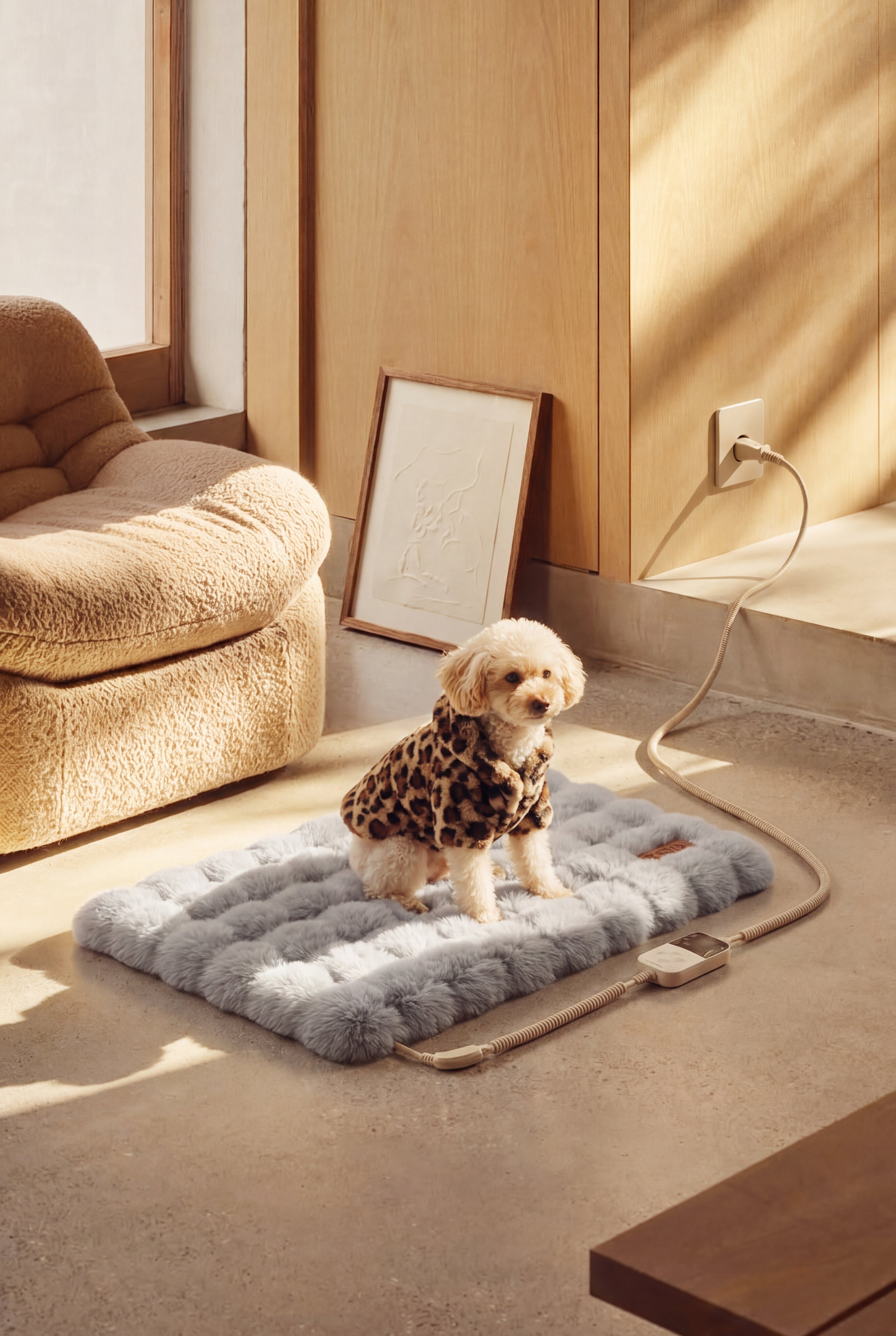 KSIIA Heated Pet Bed Mat | Electric Warming Pad for Small Dogs & Cats, Safe Thermostat Control, Washable & Anti-Chew Cord