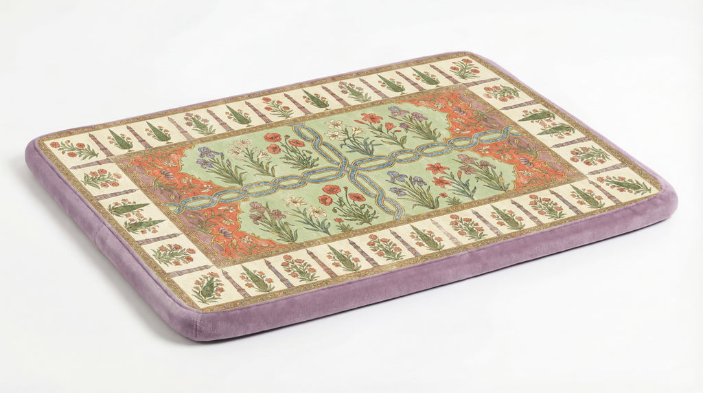 Large Dog Bed - Retro Boho Floral, Washable Cover, Crate & Home Use
