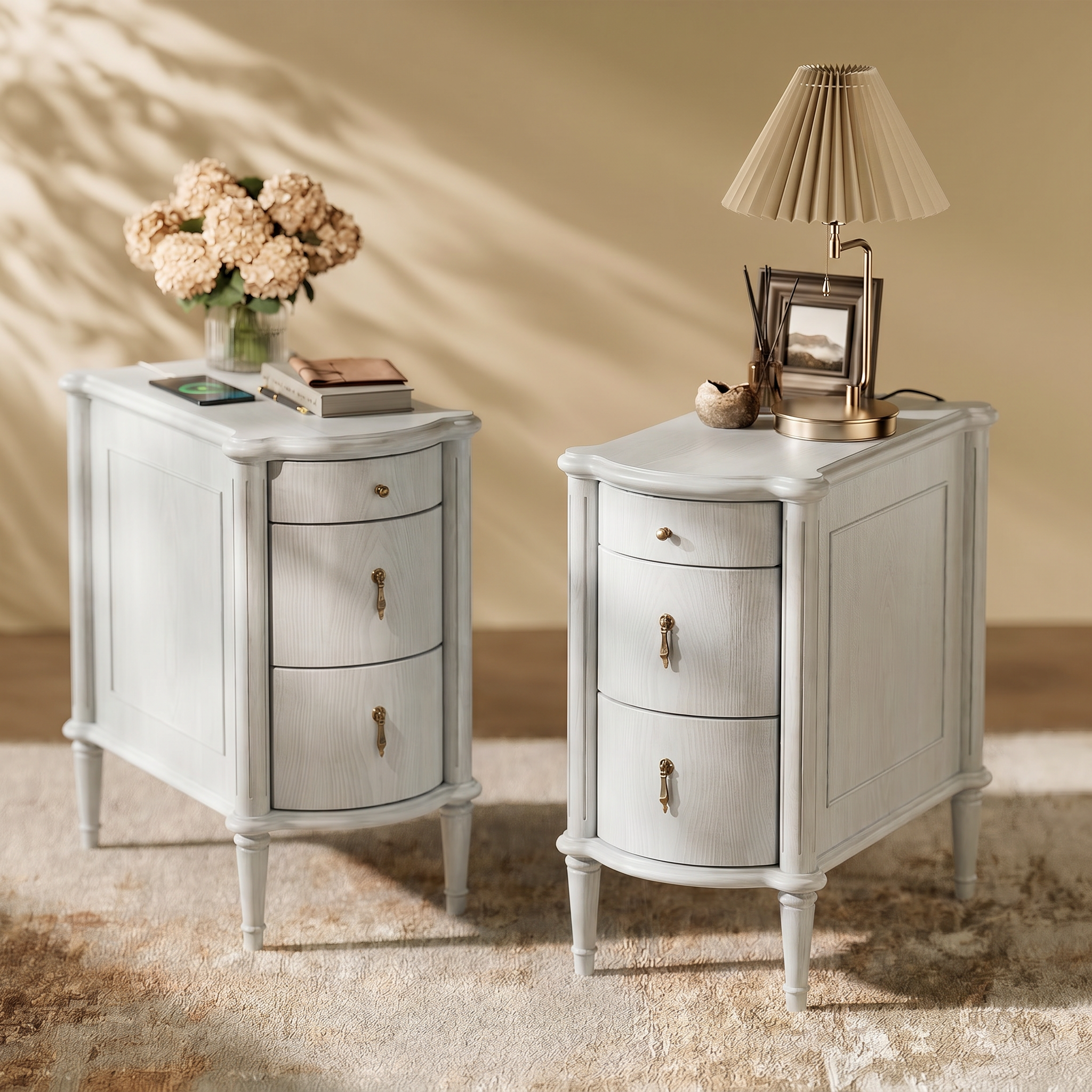 Curved Front Vintage Bedside Table
