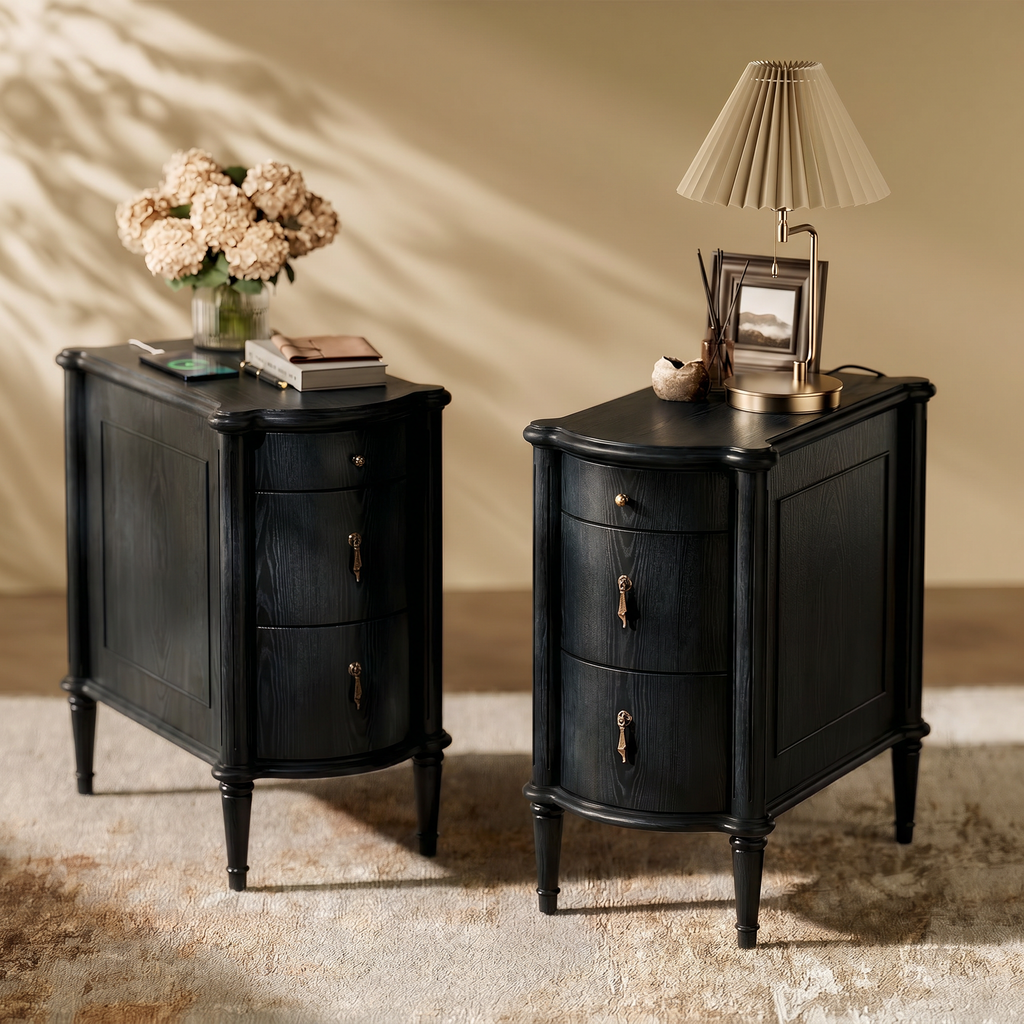 Curved Front Vintage Bedside Table