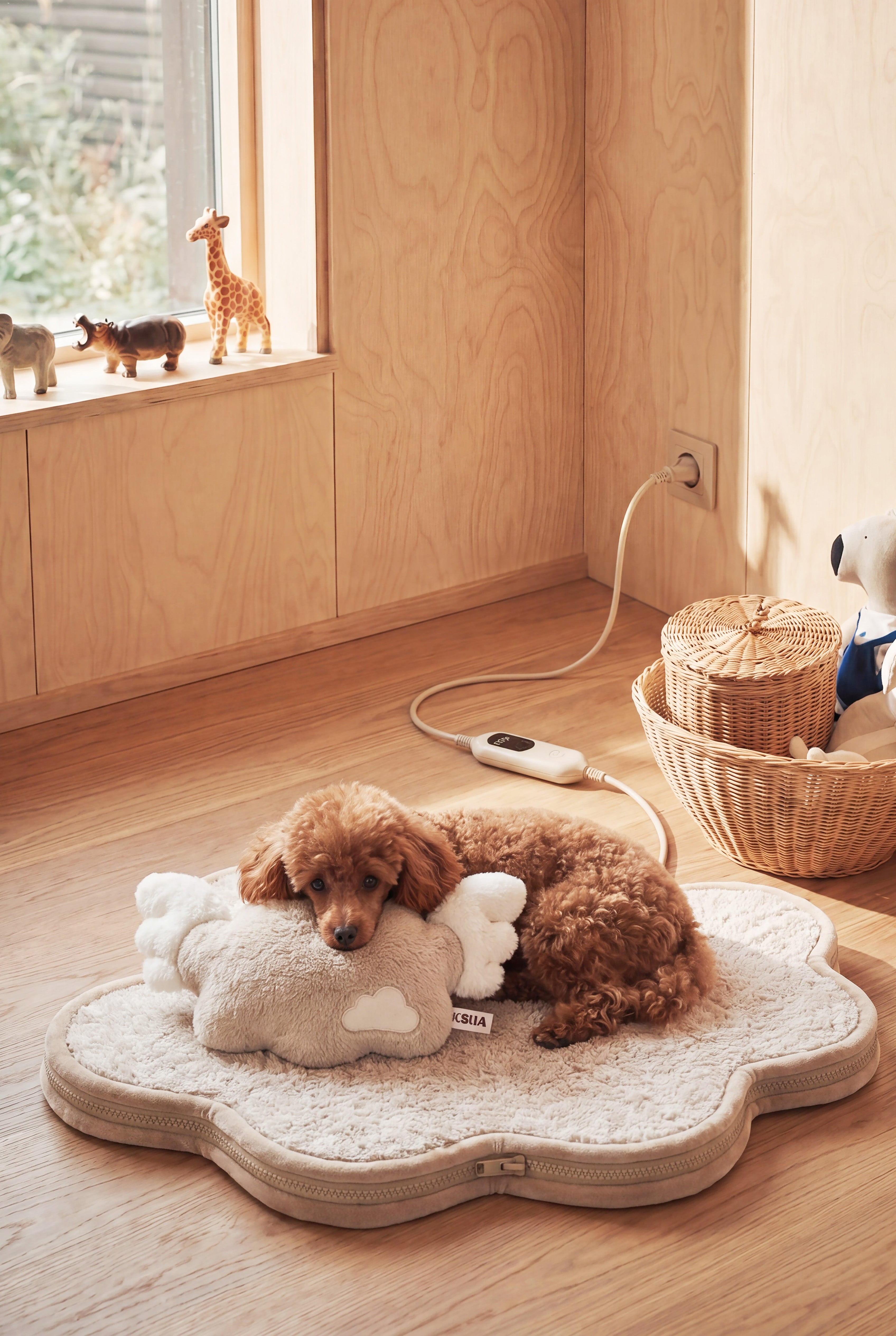 KSIIA Cloud-Shaped Heated Pet Bed | Electric Warming Bed for Small Dogs & Cats, Removable Washable Cover, Anti-Chew Cord