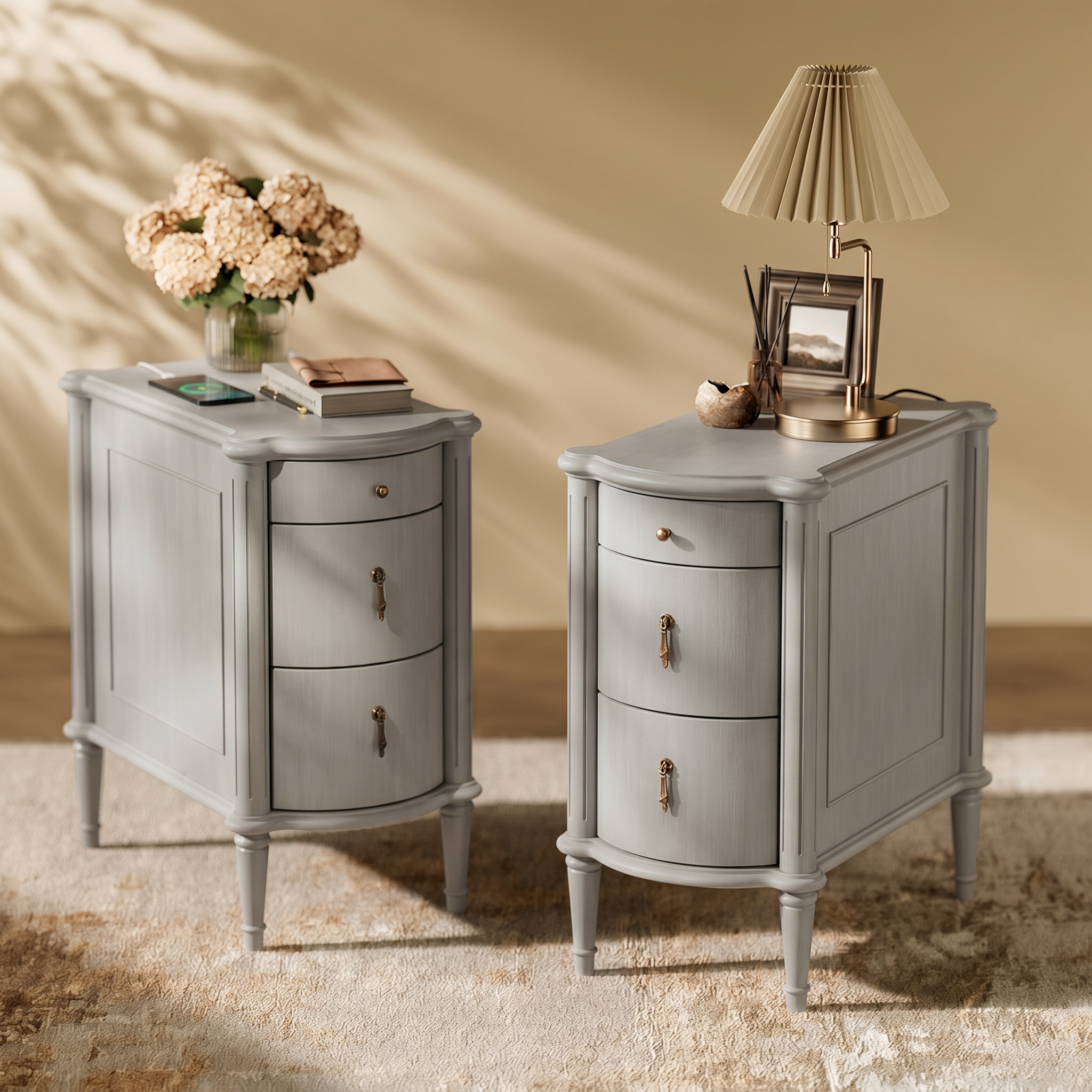 Curved Front Vintage Bedside Table