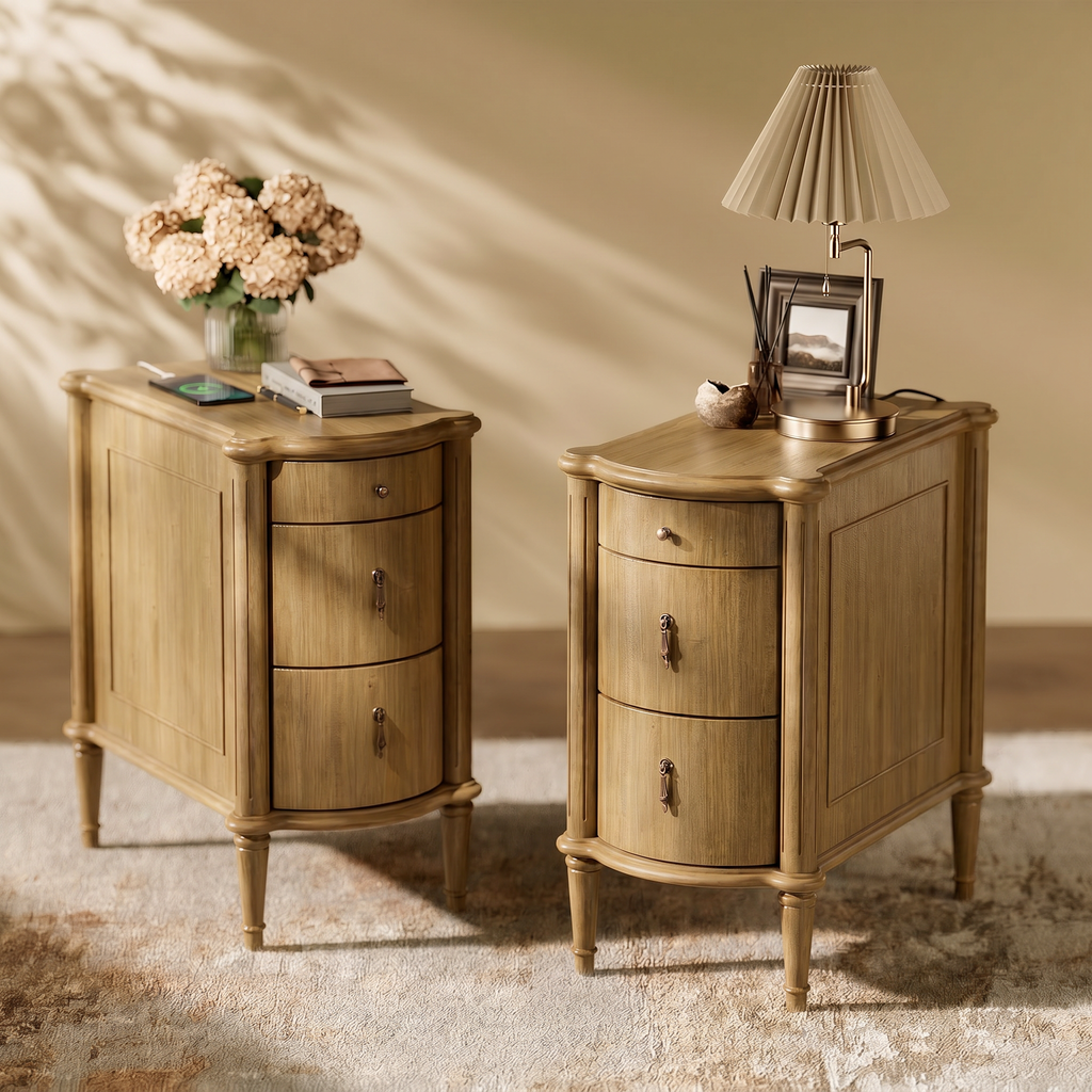 Curved Front Vintage Bedside Table