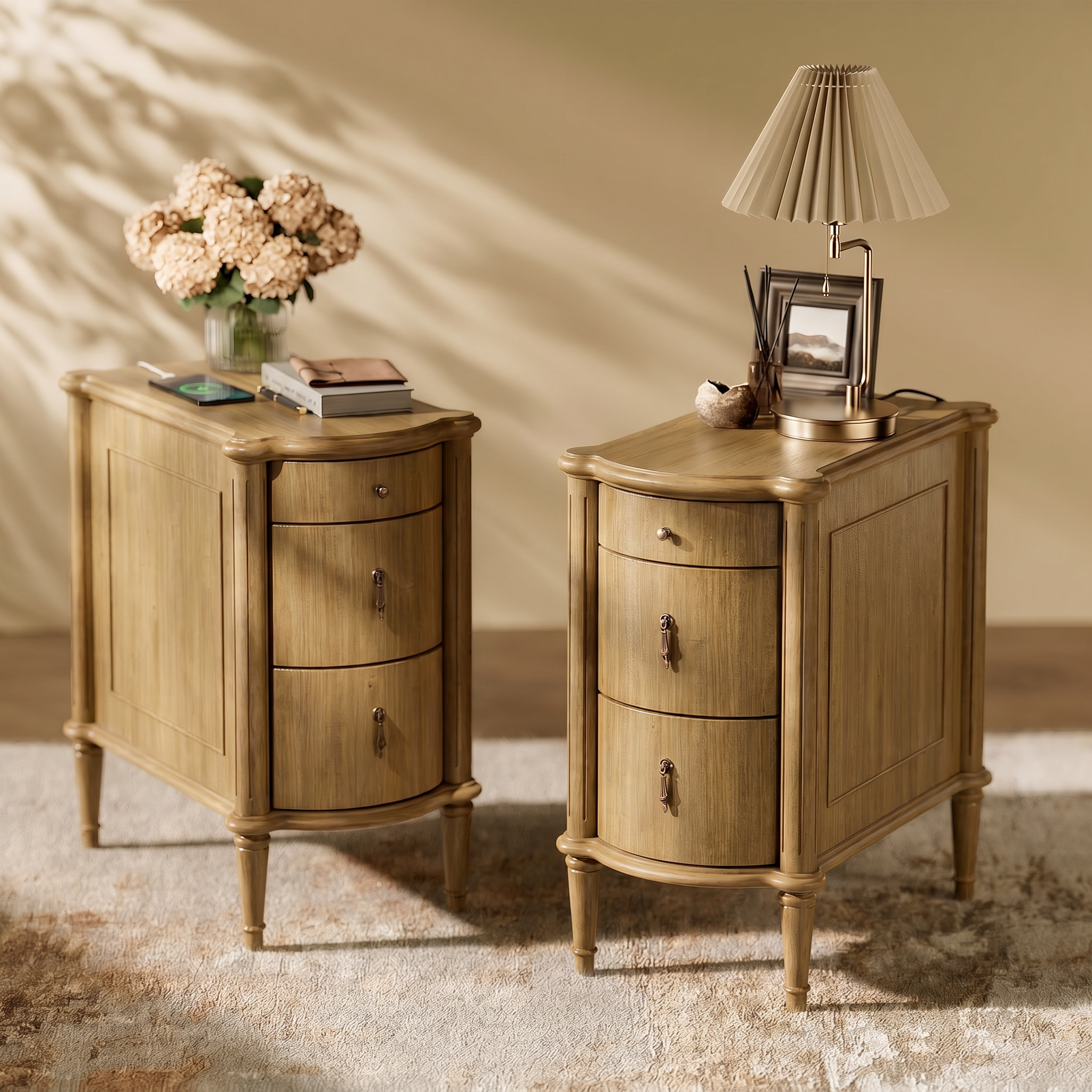 Curved Front Vintage Bedside Table