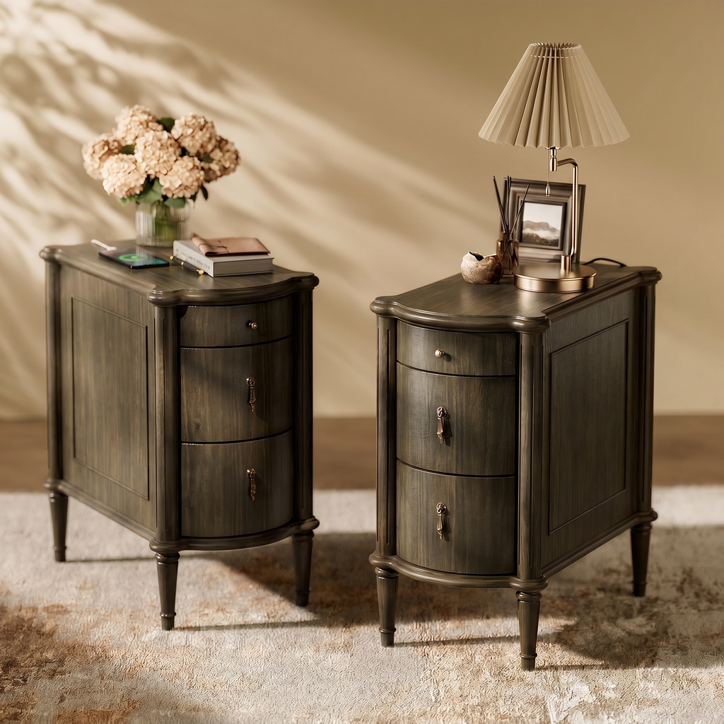 Curved Front Vintage Bedside Table