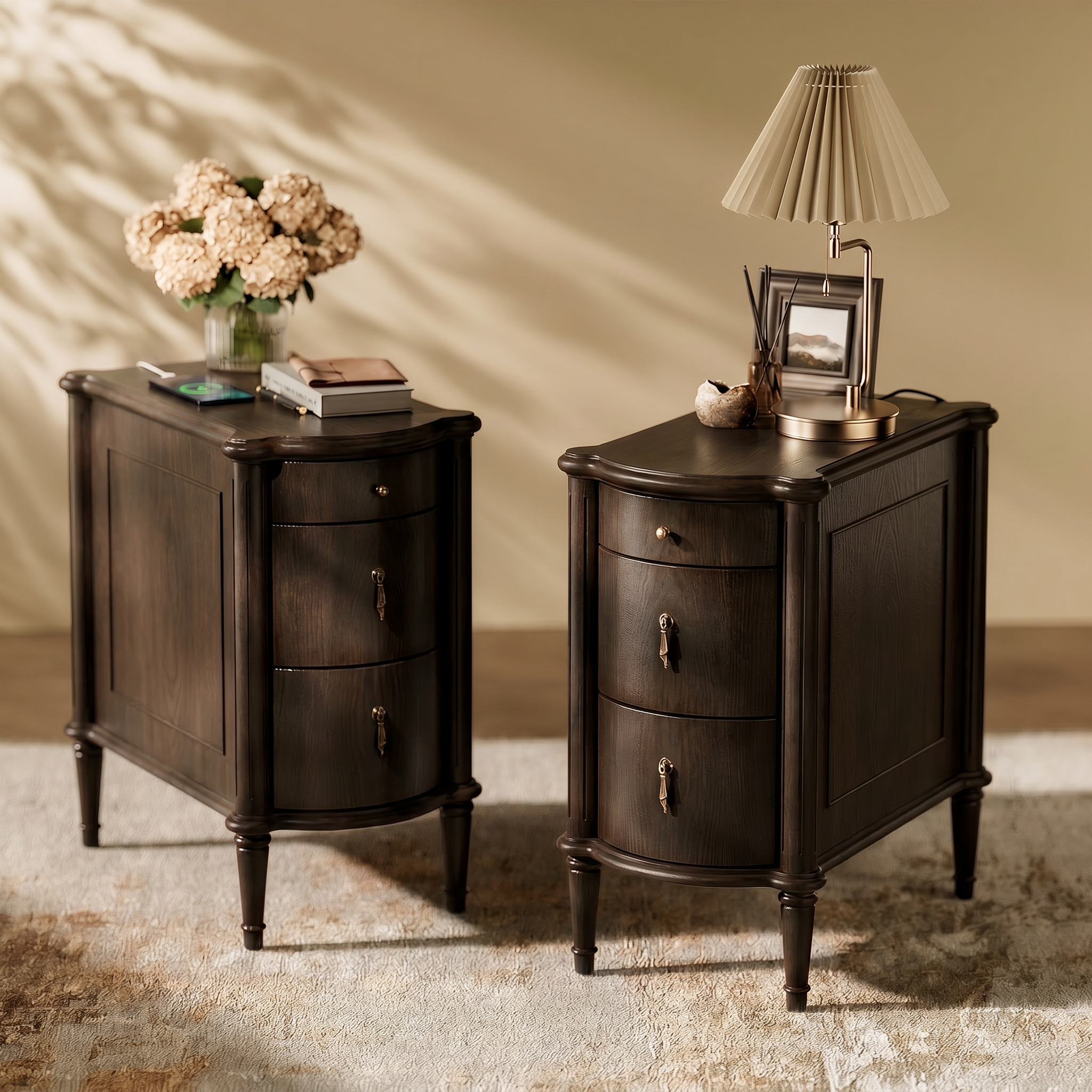 Curved Front Vintage Bedside Table