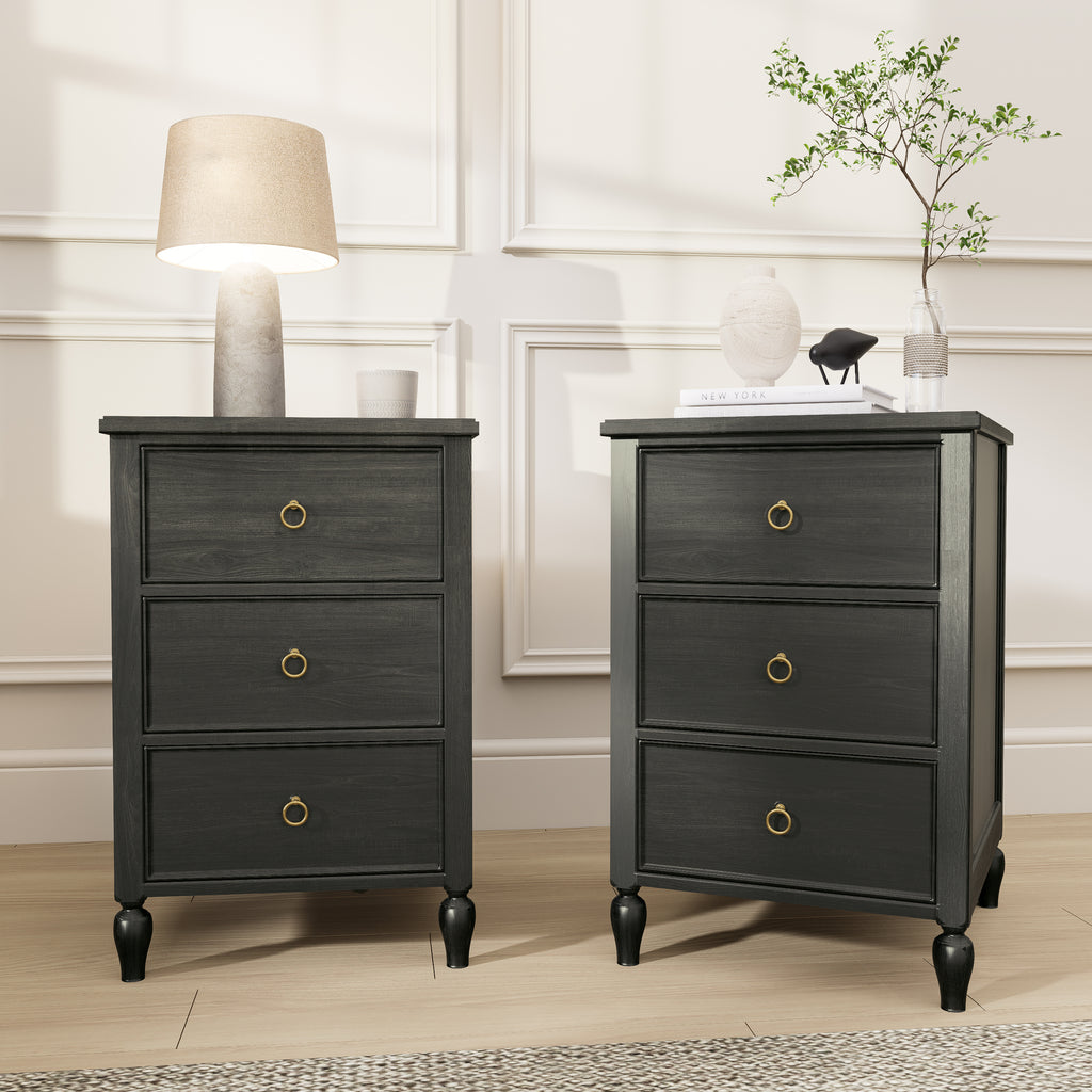 3-Drawer Nightstand: Modern Storage Side Table for Bedroom & Living Room
