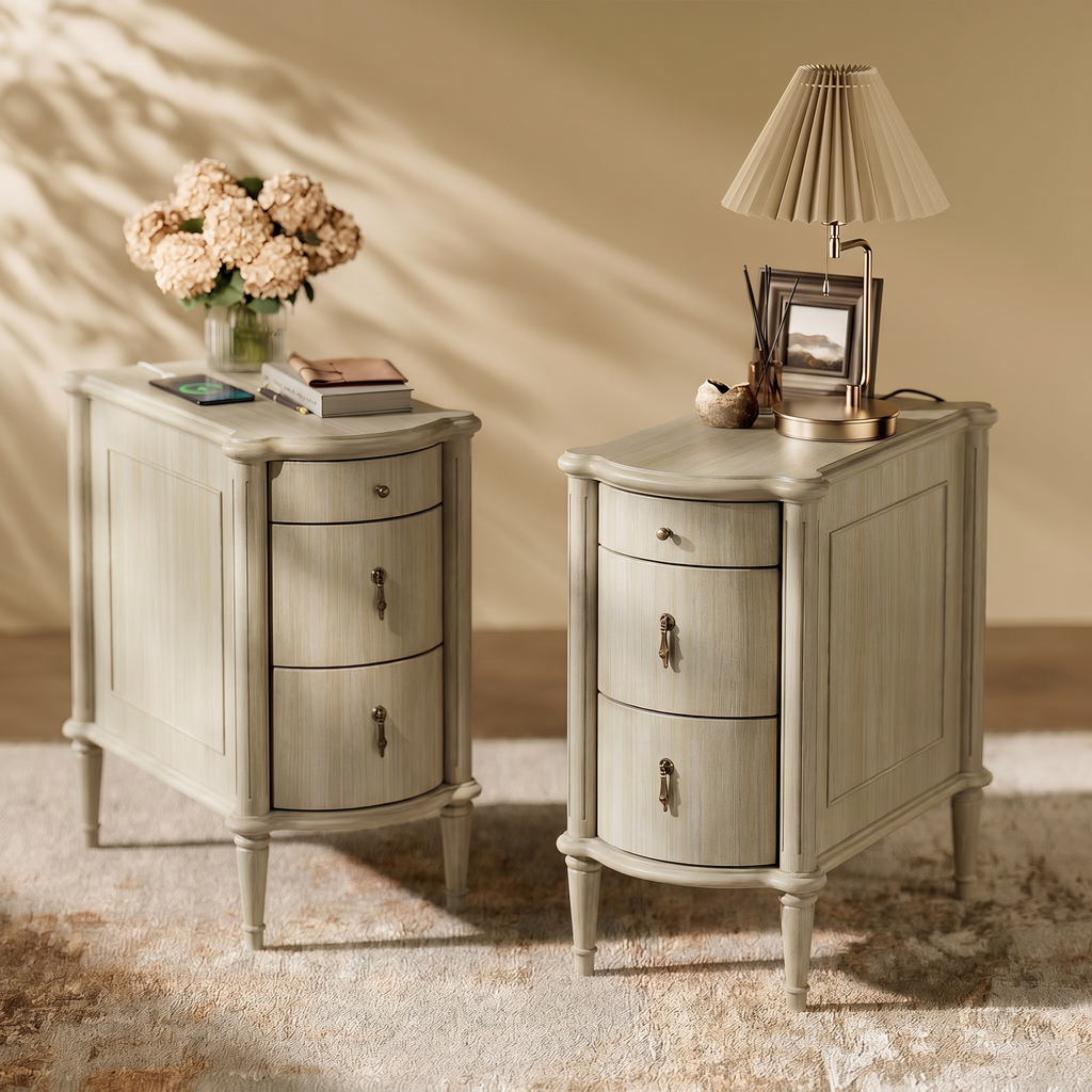 Curved Front Vintage Bedside Table