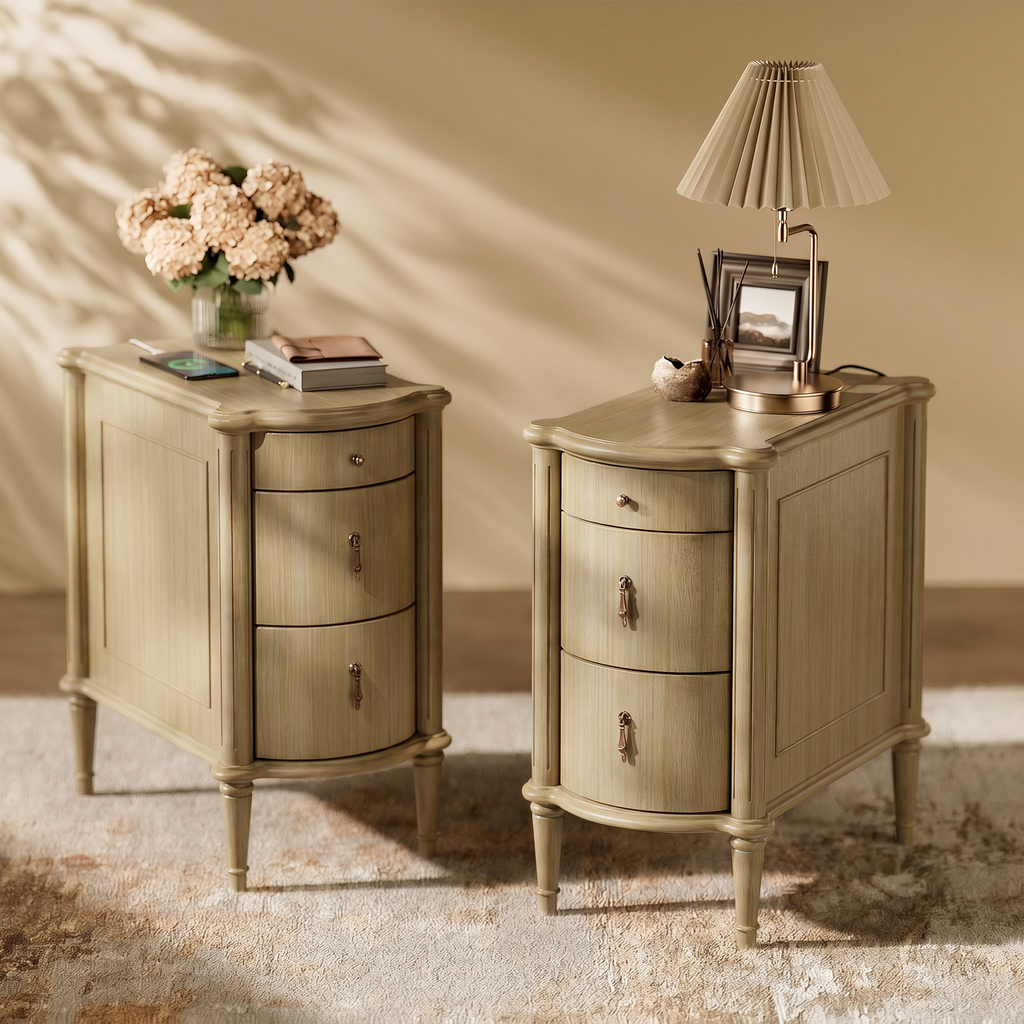 Curved Front Vintage Bedside Table