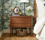 Vintage Wooden Nightstand with Raised Legs – Two Drawers & Hidden Charging Station