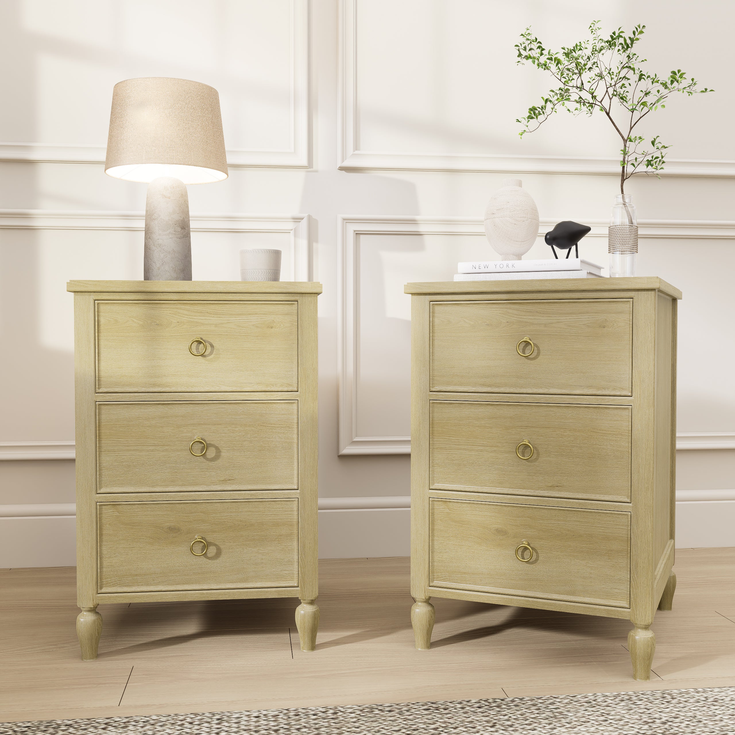 3-Drawer Nightstand: Modern Storage Side Table for Bedroom & Living Room