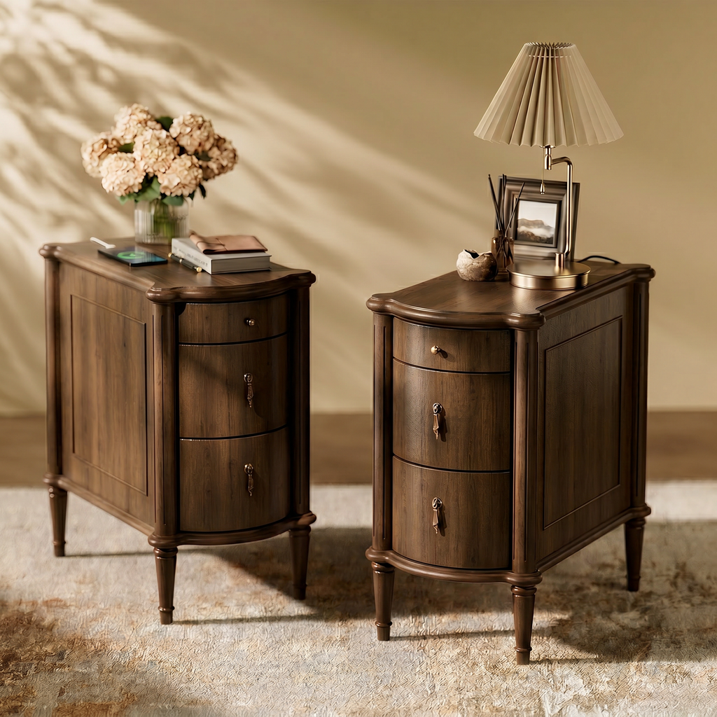Curved Front Vintage Bedside Table