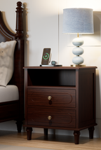 Vintage Walnut Nightstand with Hidden Charging Station Key Features