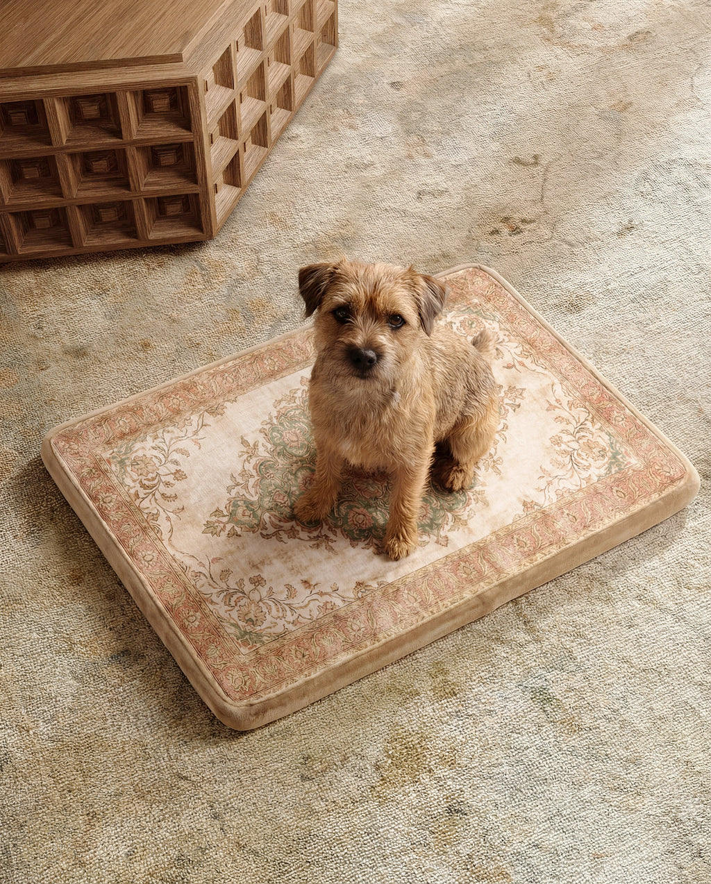 Large Dog Bed - Persian Boho Vintage, Washable Cover, Crate & Home Use