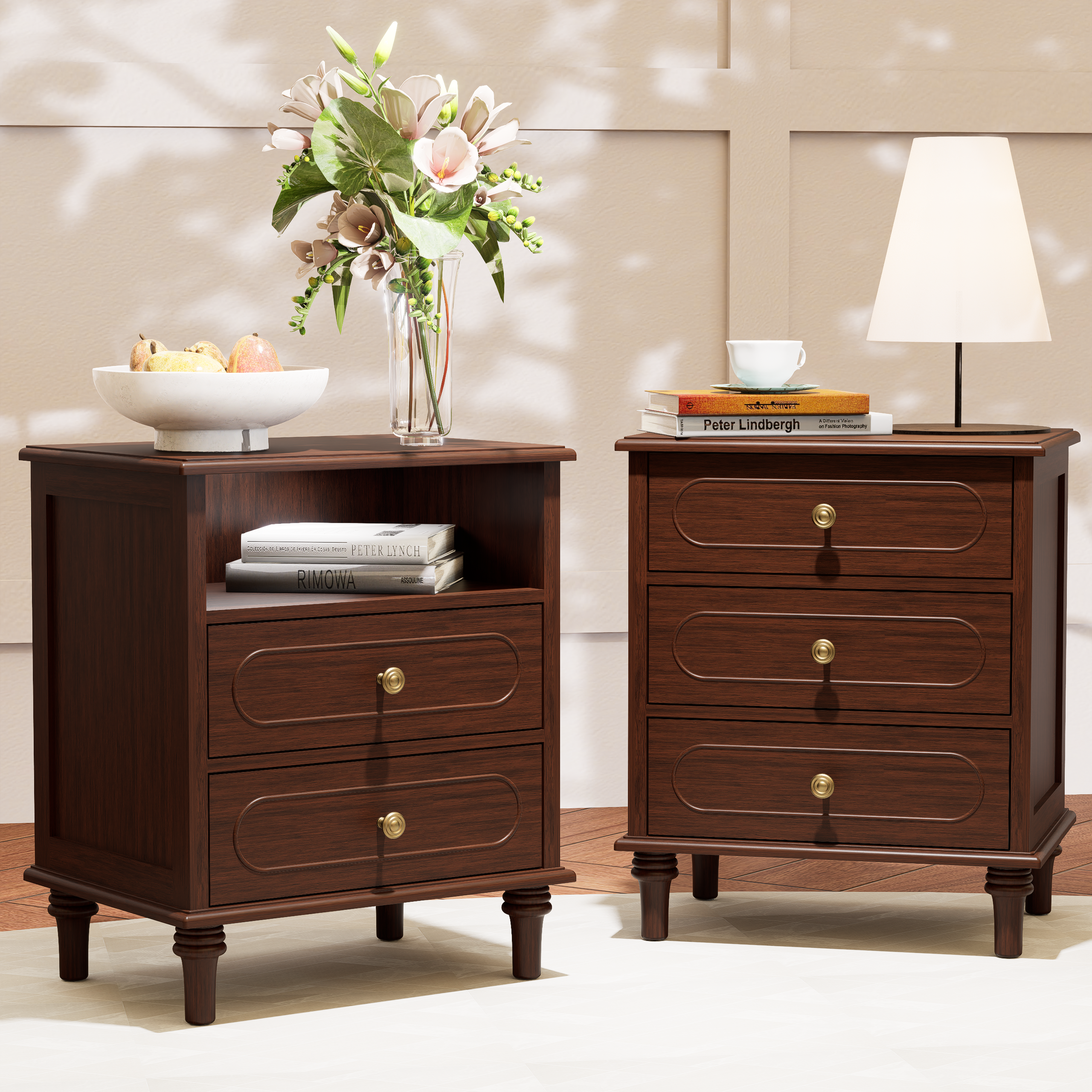 Vintage Walnut Nightstand with Hidden Charging Station Key Features
