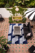 Geometric Pattern Outdoor & Indoor Area Rug, Machine Washable Stain Resistant Rectangular Floor Mat, Modern Abstract Striped Rug for Patio, Living Room & Balcony