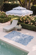 Embossed Tropical Leaf Pattern Indoor Outdoor Area Rug, Textured Raised Botanical Floor Mat, Stain Resistant Washable Rectangular Patio Rug for Poolside, Balcony & Living Room