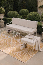 Embossed Tropical Leaf Pattern Indoor Outdoor Area Rug, Textured Raised Botanical Floor Mat, Stain Resistant Washable Rectangular Patio Rug for Poolside, Balcony & Living Room