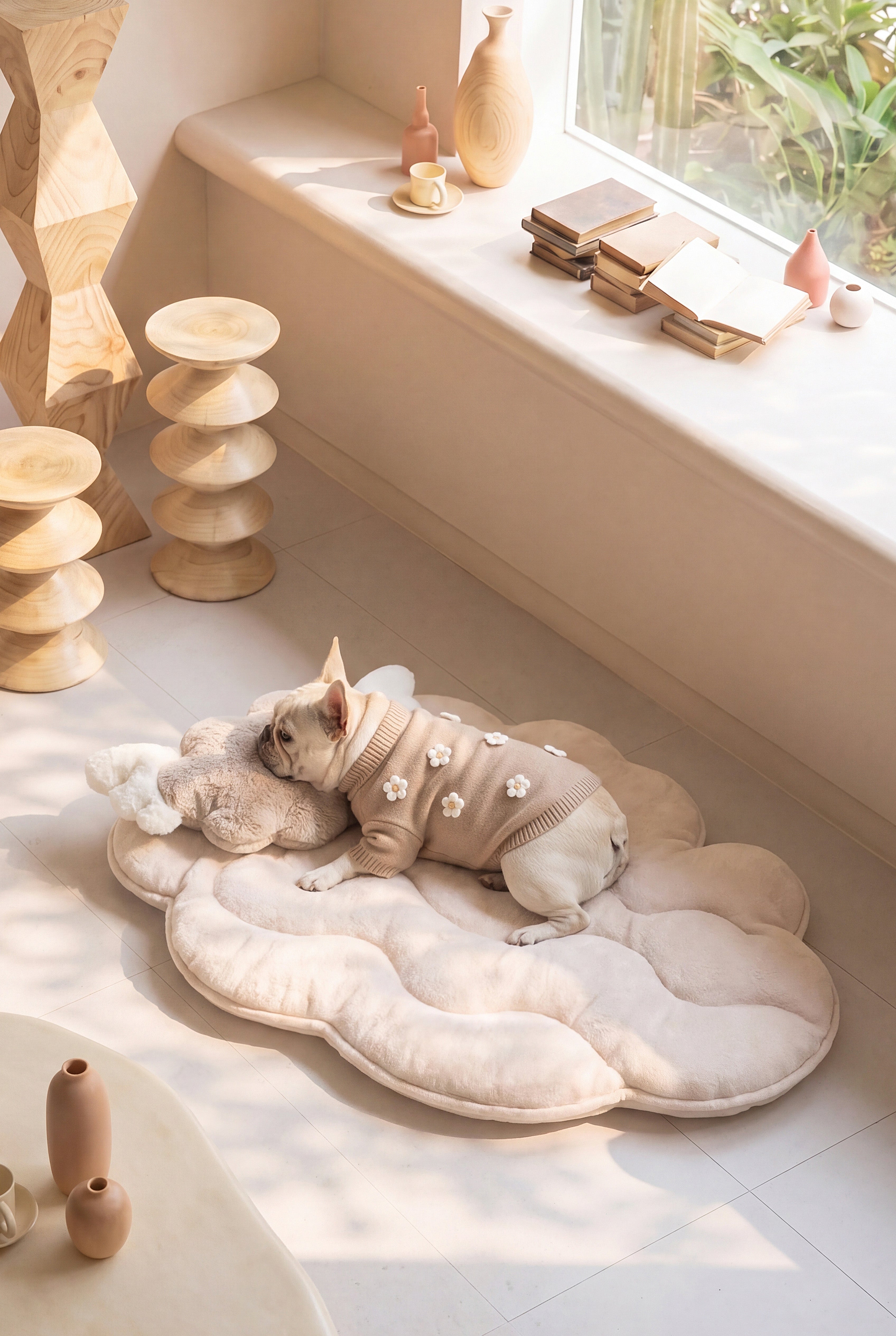 KSIIA Cloud-Shaped Fluffy Pet Bed Mat | Ultra Soft Non-Slip Dog Bed for Small & Medium Pets, Washable Plush Floor Mat