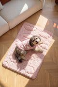 KSIIA Cloud Quilted Plush Pet Mat | Ultra Soft Non-Slip Floor Bed for Small & Medium Dogs/Cats, Washable