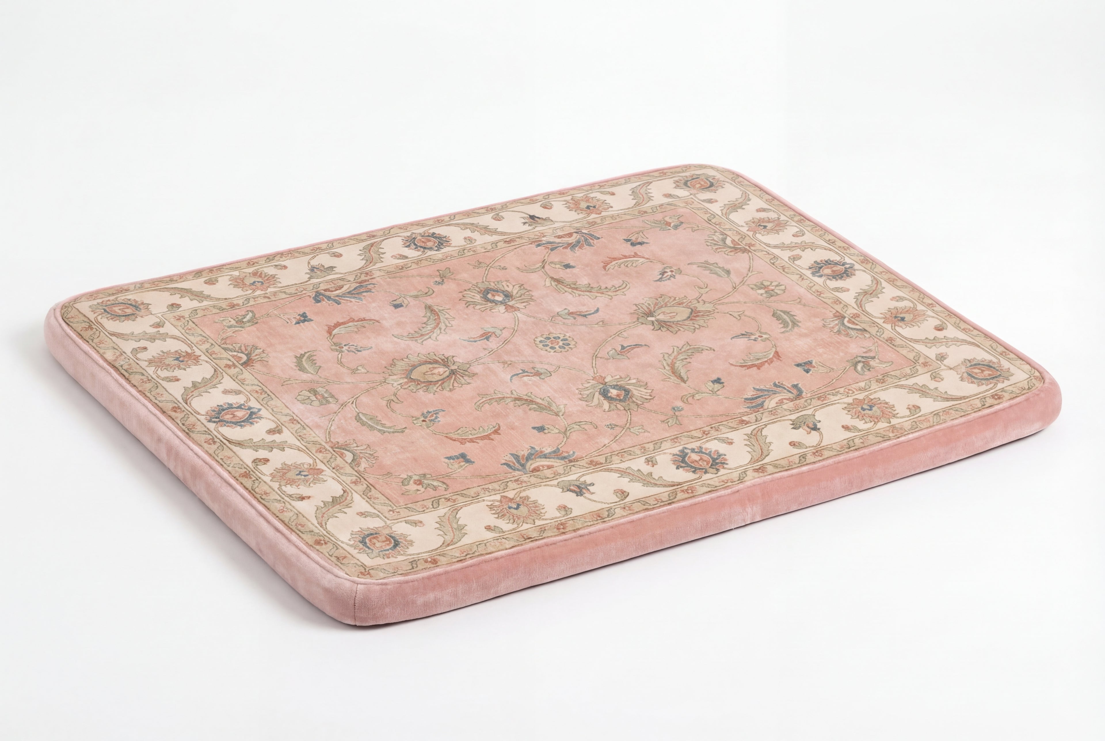 Large Dog Bed - Retro Floral Vintage, Washable Cover, Crate & Home Use