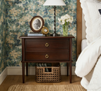 Vintage Wooden Nightstand with Raised Legs – Two Drawers & Hidden Charging Station