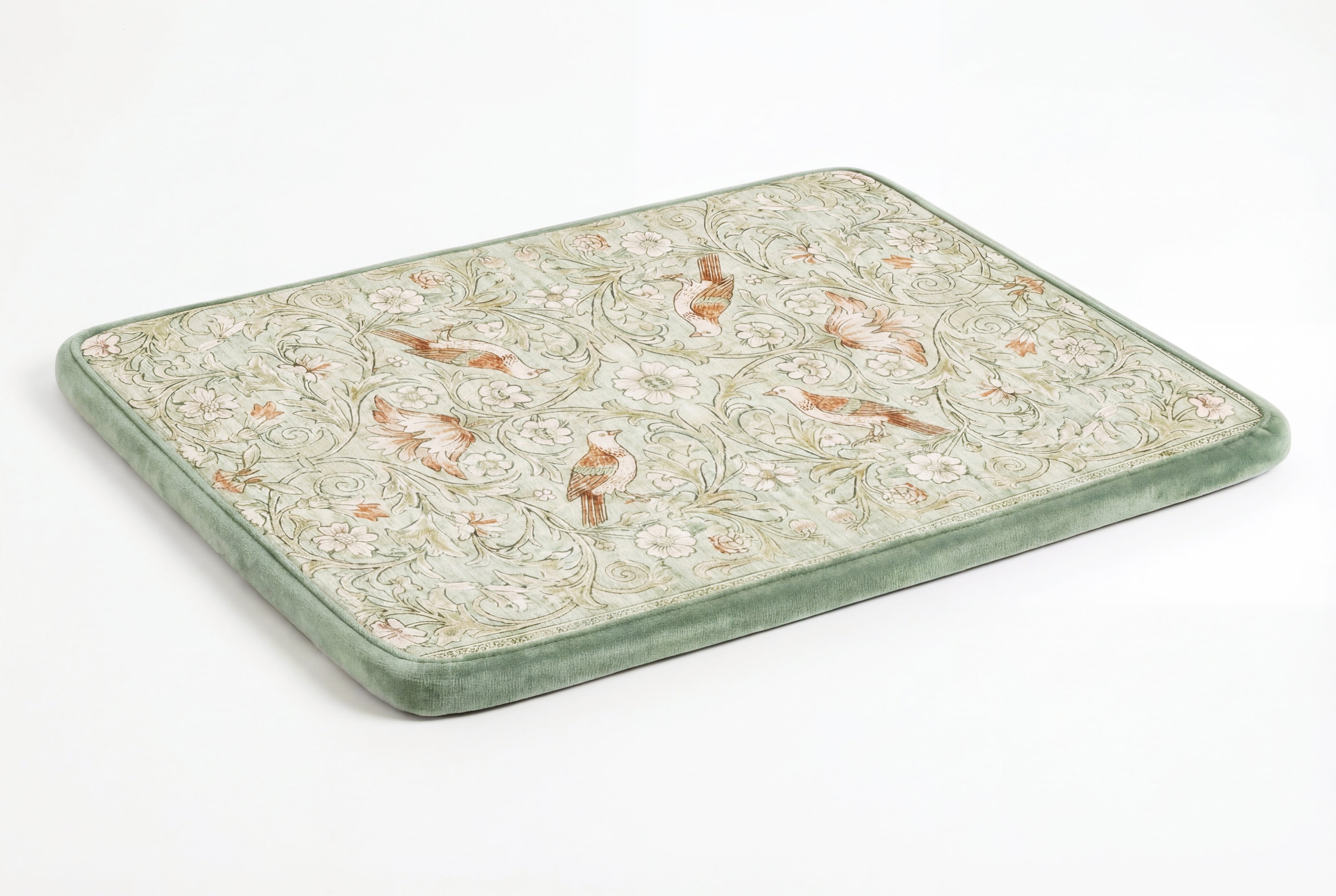 Large Dog Bed - Retro Floral Vintage, Washable Cover, Crate & Home Use