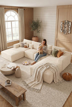 Convertible Modular Cloud Sectional Sofa | 113" L-Shaped & 146" U-Shaped Corduroy Couches with Ottoman for Living Room
