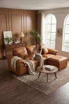 L-Shaped Faux Leather Cloud Boneless Couch | Modular Sectional Sofa with Chaise Lounge for Living Room