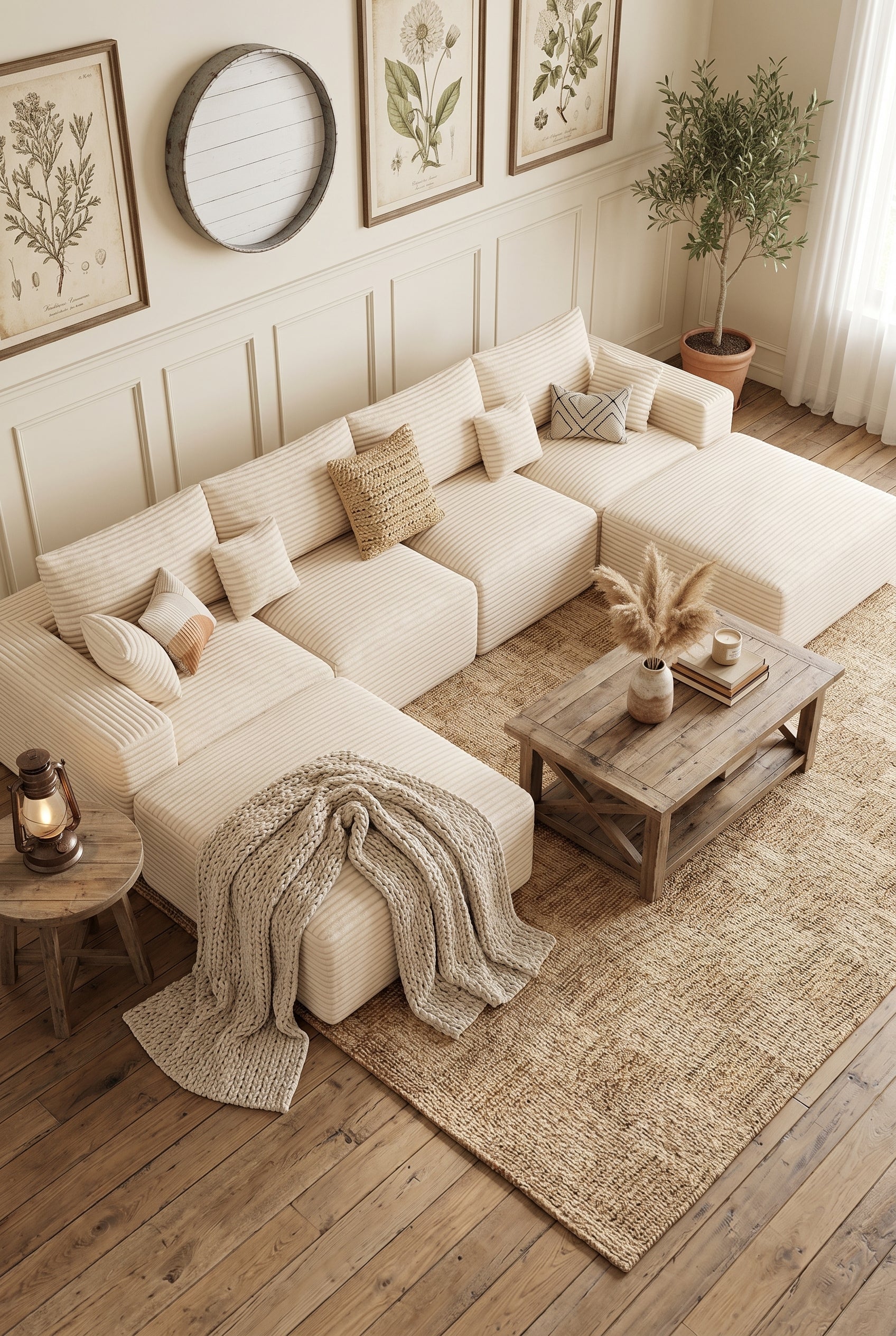 Convertible Modular Cloud Sectional Sofa | 113" L-Shaped & 146" U-Shaped Corduroy Couches with Ottoman for Living Room