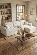 113" & 143" Convertible Modular Sectional Sofa, 4-Seater L-Shape & 6-Seater U-Shape Cloud Couch with Ottoman, Corduroy Tufted Boneless Modular Couch for Living Room