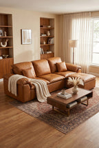 L-Shaped Faux Leather Cloud Boneless Couch | Modular Sectional Sofa with Chaise Lounge for Living Room