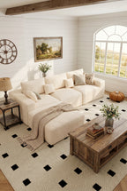Convertible Modular Cloud Sectional Sofa | 113" L-Shaped & 146" U-Shaped Corduroy Couches with Ottoman for Living Room